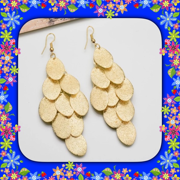 Shiny Gold Dangle Earrings - Picture 3 of 6